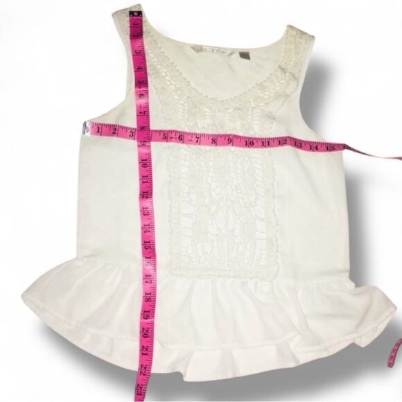 🍭 Boho LC Lauren Conrad White/Cream Lacy Sleeveless Peplum Camisole Top Size XS - Picture 11 of 16